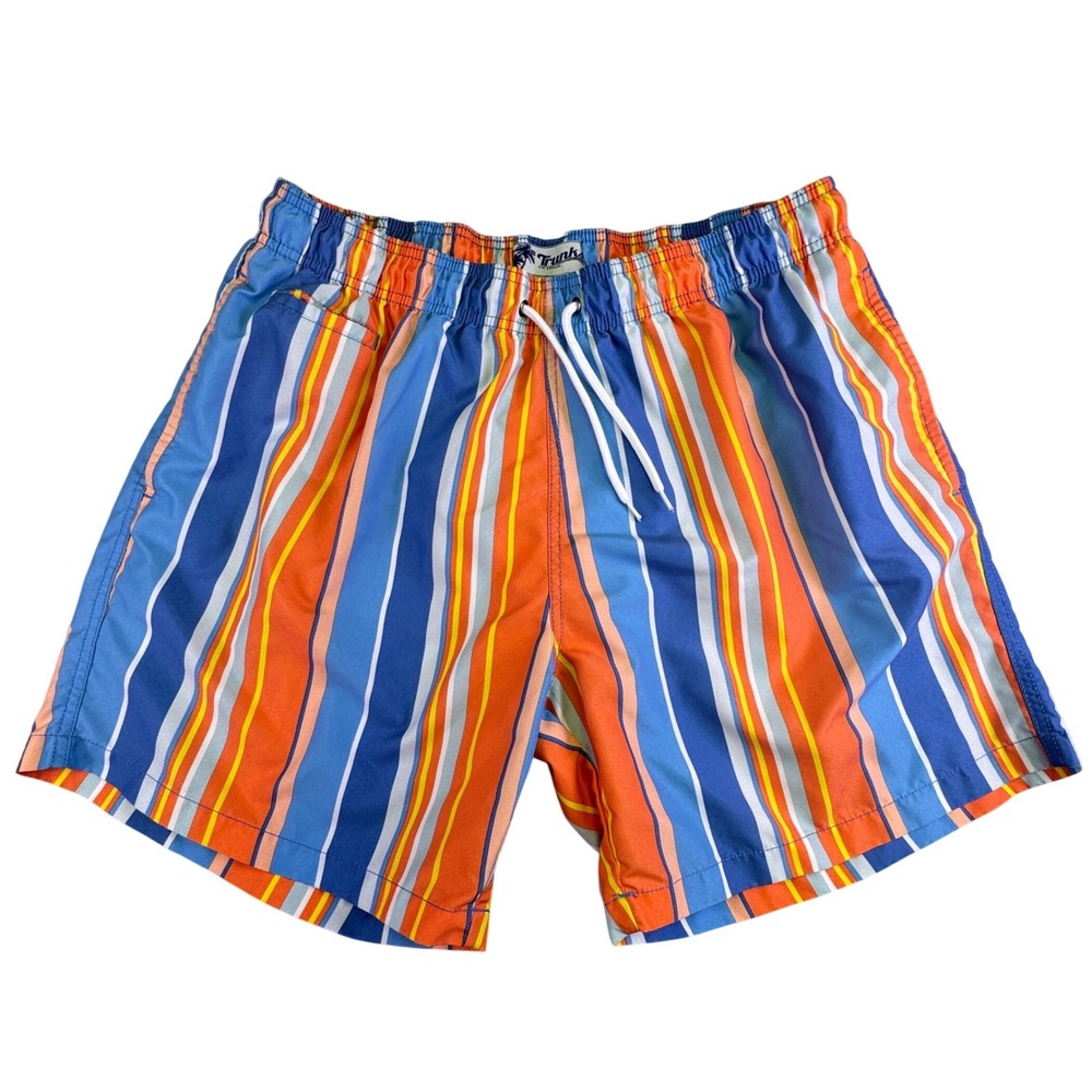Trunks Surf & Swim Co Swim Trunks Men's XXL Blue Orange Stripe Board‎ Shorts